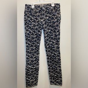 Tory Burch Jeans- Black and Blue Floral Print, Size 27, EUC